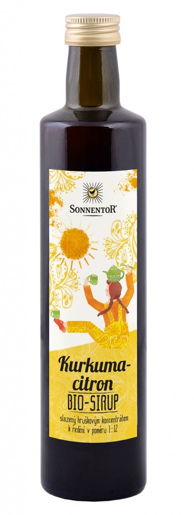 Kurkuma-citrónový sirup ovocný nápoj koncentrát BIO 500ml SONNENTOR