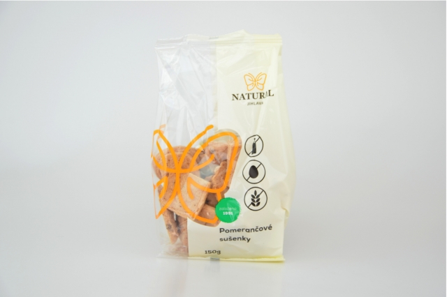 Pomarančové sušienky s datľovým sirupom bez lepku, mlieka a vajec 150 g NATURAL JIHLAVA