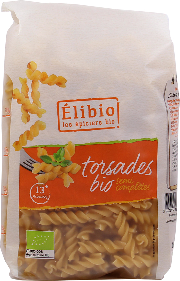 Špirály polocelozrnné zrno BIO 500 g ELIBIO