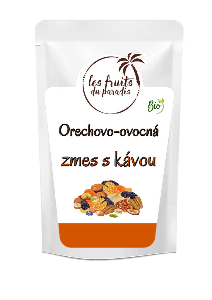 Orechovo-ovocná zmes s dražovanou kávou Bio 150 g LES FRUITS DU PARADIS