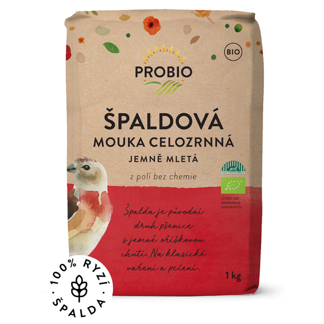 Špaldová múka celozrnná jemne mletá BIO 1 kg PROBIO