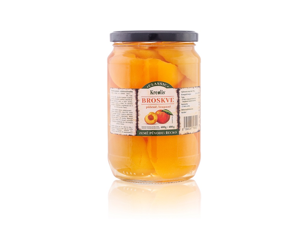 Broskyňe zavarené polovičky 680 g KREOLIS