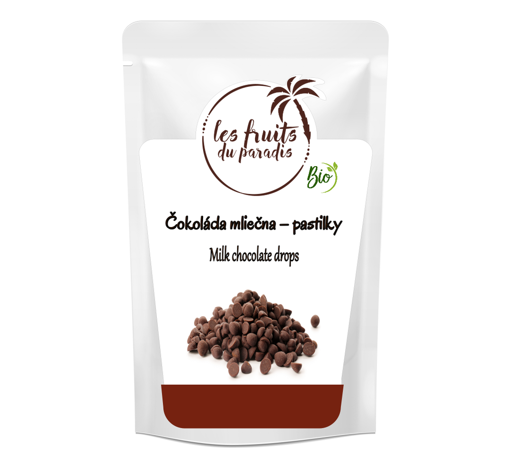 Mliečna čokoláda BIO - kvapky 10 mm 500 g LES FRUITS DU PARADIS