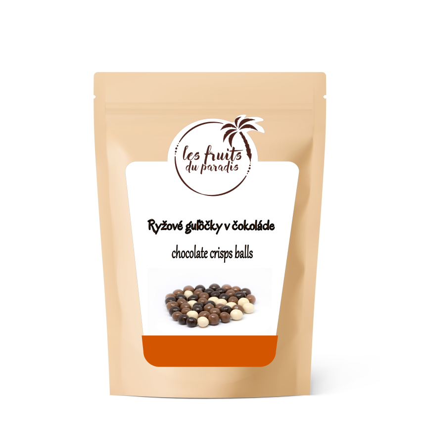Pufované ryžové guľôčky v troch čokoládach 500 g LES FRUITS DU PARADIS