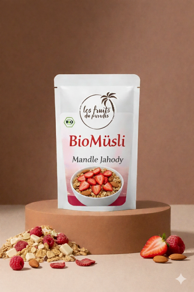 BioMüsli mandle jahoda 300 g LES FRUITS DU PARADIS