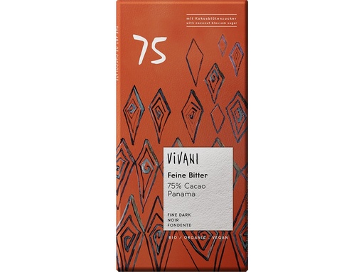 [9535] BIO horká čokoláda 75% s kokosovým cukrom VIVANI 80 g VIVANI