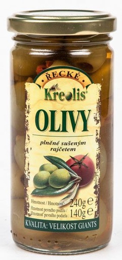 [ST18970] Grécke olivy so sušenými paradajkami KREOLIS 240 g KREOLIS