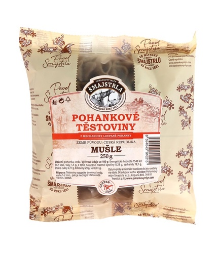 [S00805] Pohánkové cestoviny - mušle 250 g ŠMAJSTRLA