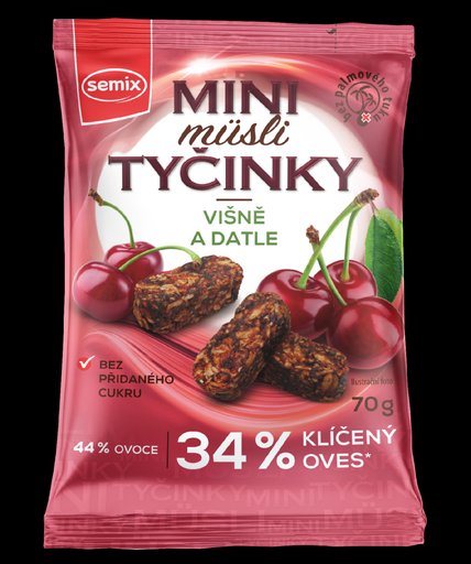 [SEM007] Mini müsli tyčinky s višňami bez lepku 70 g SEMIX