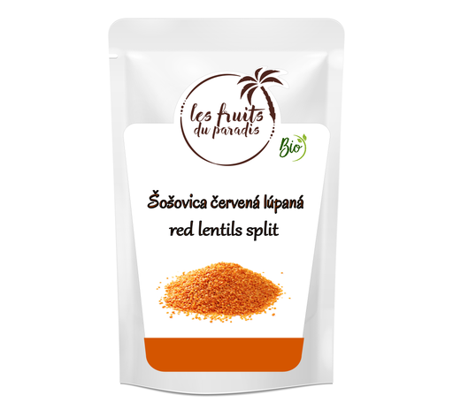 [636-1] Červená šošovica polovičky BIO 1 kg LES FRUITS DU PARADIS