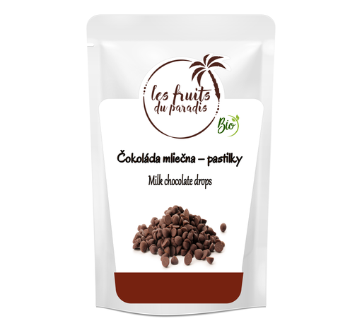 [00136-1] Mliečna čokoláda BIO - kvapky 10 mm 1 kg LES FRUITS DU PARADIS