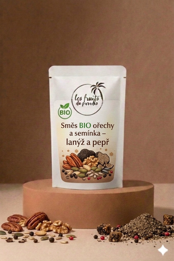 [00824-1] Zmes orechov a semien BIO - lanýž a korenie 300 g LES FRUITS DU PARADIS