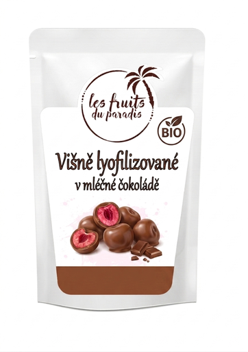 [00834-1] Bio višne sušené mrazom v mliečnej čokoláde 150 g LES FRUITS DU PARADIS