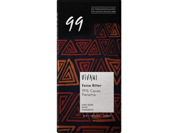 Organická horká čokoláda 99% s kokosovým cukrom 80 g VIVANI
