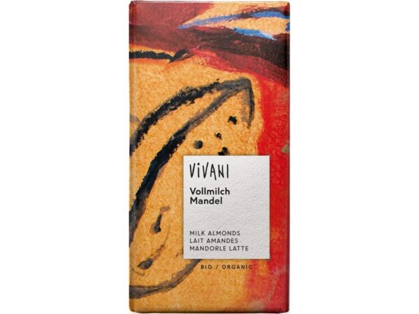 Bio mliečna čokoláda s mandľami 100 g VIVANI