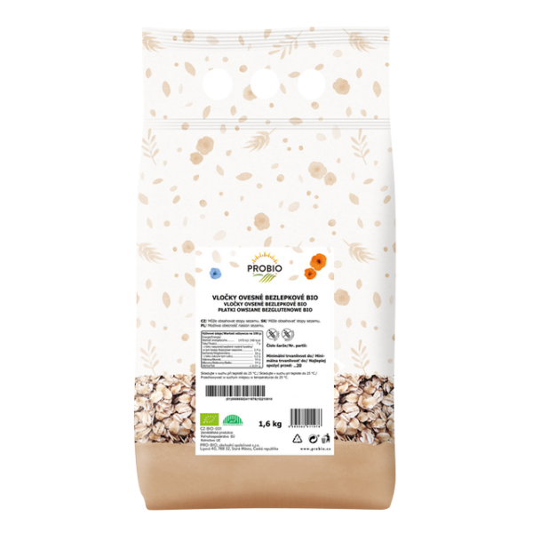 Bezlepkové ovsené vločky BIO 1.6 kg PROBIO