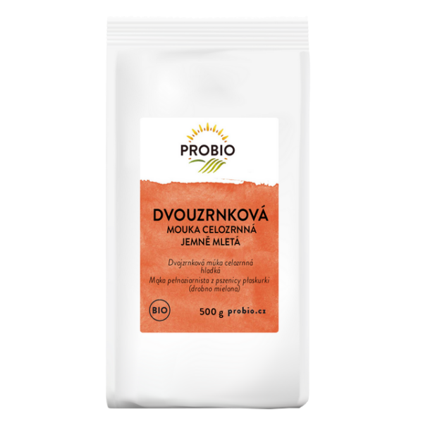 Dvojzrnná celozrnná múka jemne mletá BIO 500 g PROBIO